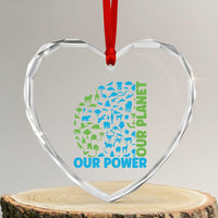 Earth Day Environmental Activism Heart Crystal Glass Ornament Our Power Our Planet
