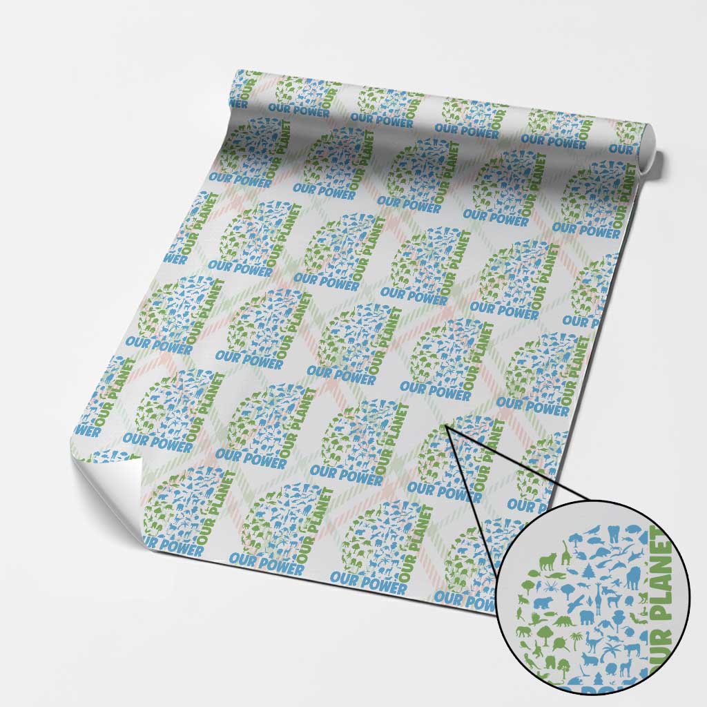 Earth Day Environmental Activism Wrapping Paper Roll Our Power Our Planet