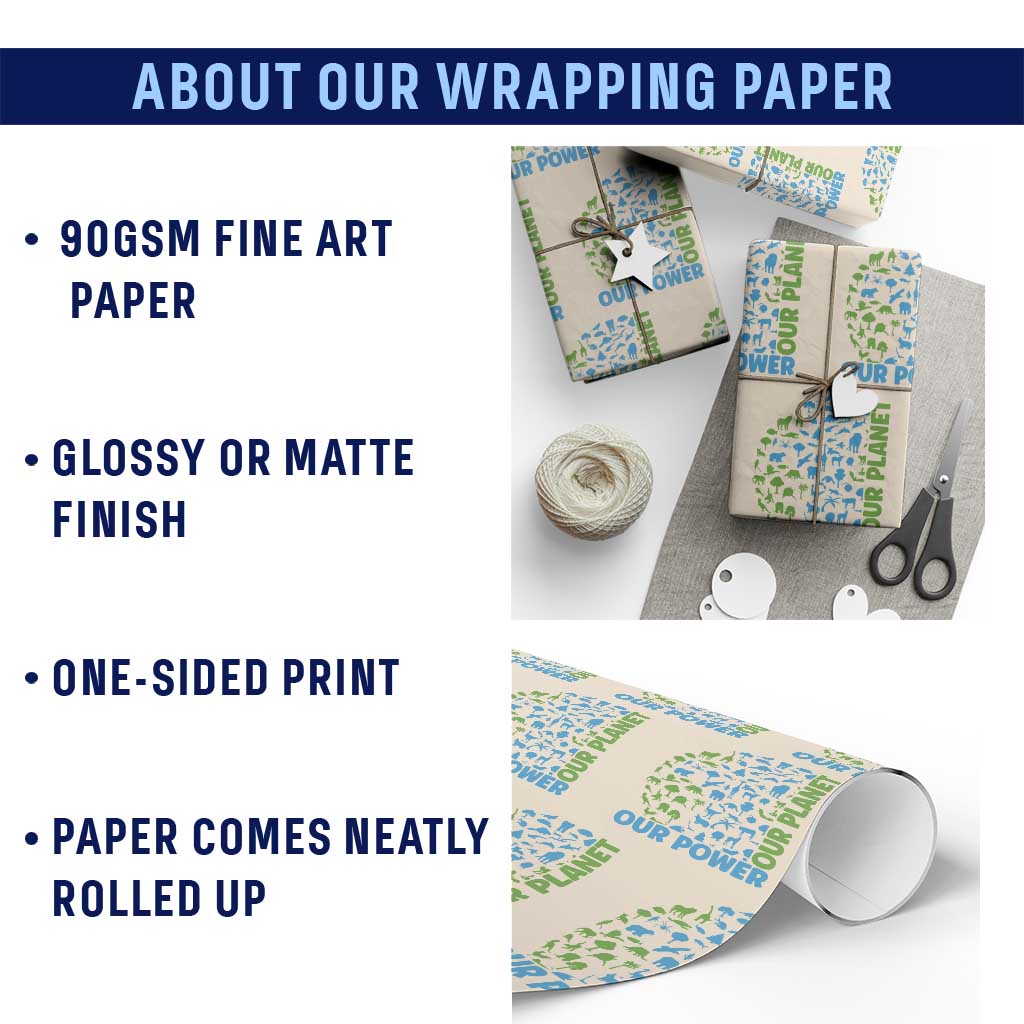 Earth Day Environmental Activism Wrapping Paper Roll Our Power Our Planet