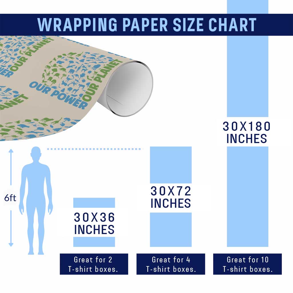 Earth Day Environmental Activism Wrapping Paper Roll Our Power Our Planet