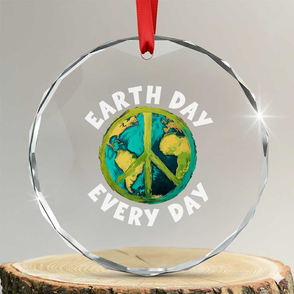 Earth Day Everyday Crystal Glass Ornament Peace Sign Nature Lover