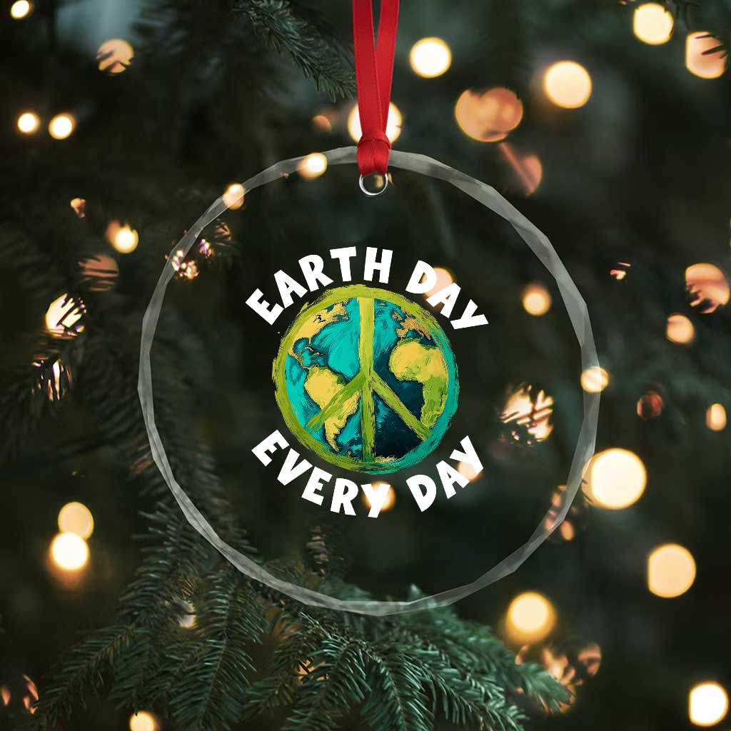 Earth Day Everyday Crystal Glass Ornament Peace Sign Nature Lover