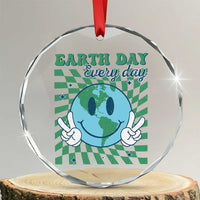 Earth Day Everyday Crystal Glass Ornament Smile Face Hippie Planet Anniversary - Wonder Print Shop
