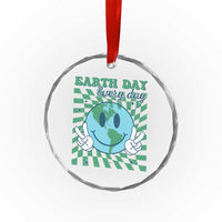 Earth Day Everyday Crystal Glass Ornament Smile Face Hippie Planet Anniversary - Wonder Print Shop