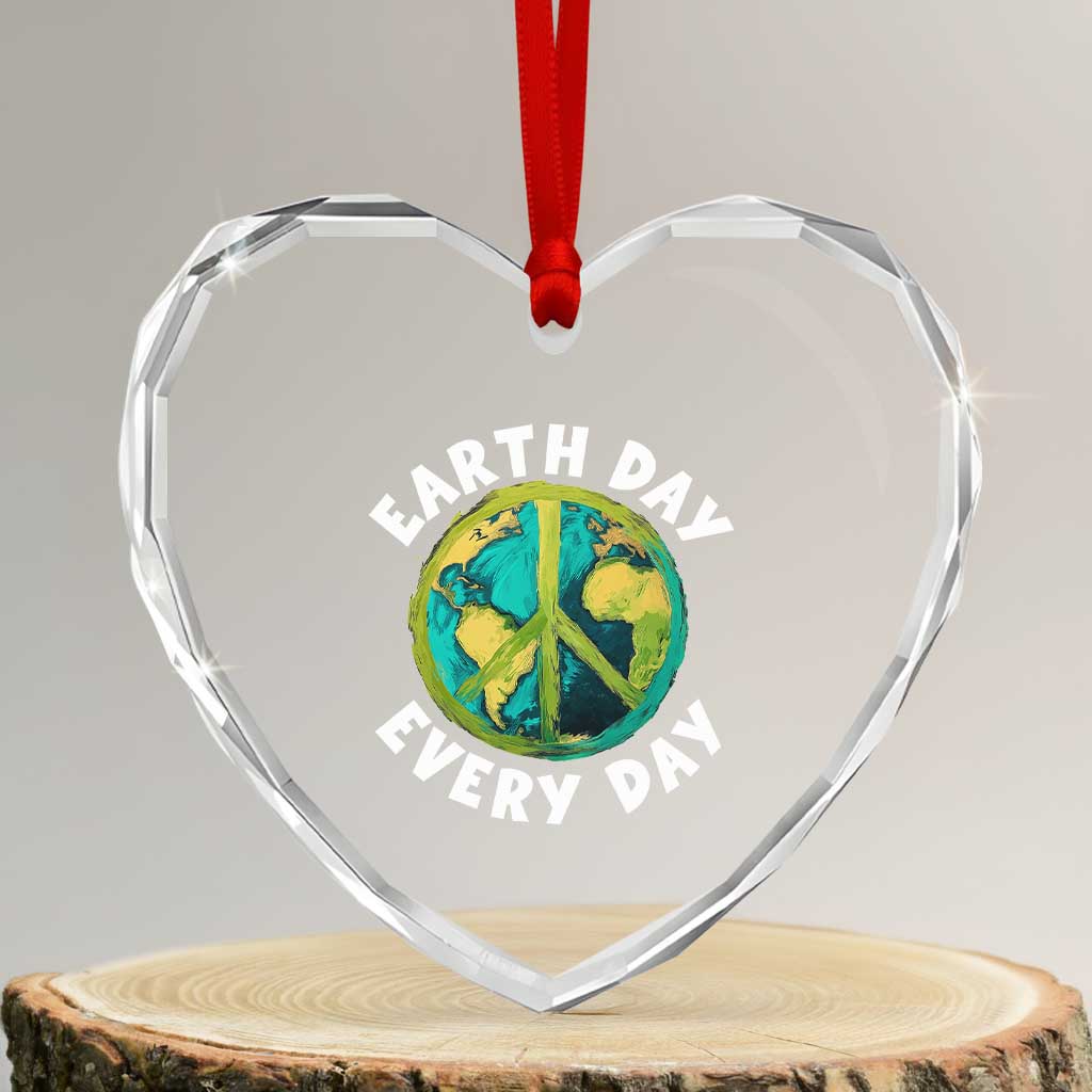 Earth Day Everyday Heart Crystal Glass Ornament Peace Sign Nature Lover