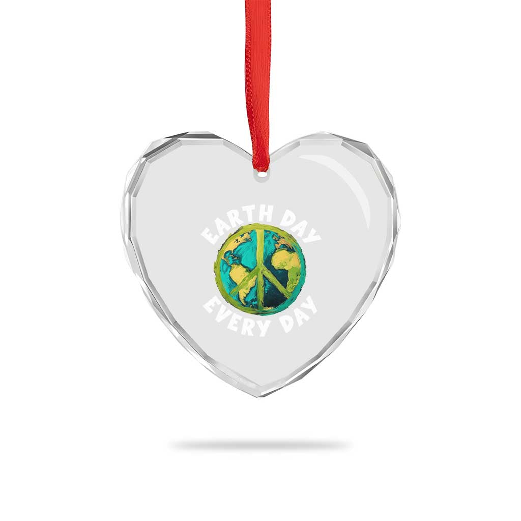 Earth Day Everyday Heart Crystal Glass Ornament Peace Sign Nature Lover