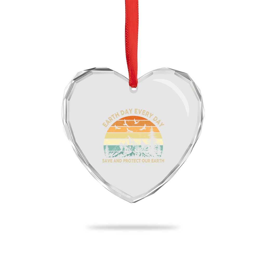 Earth Day Everyday Heart Crystal Glass Ornament Save And Protect Our Earth