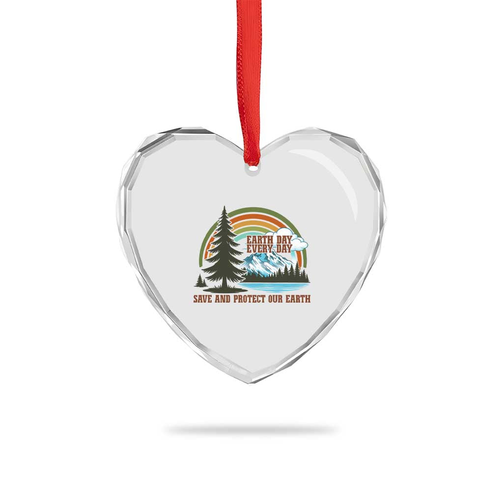 Earth Day Everyday Heart Crystal Glass Ornament Save The Planet Nature Lover Gift