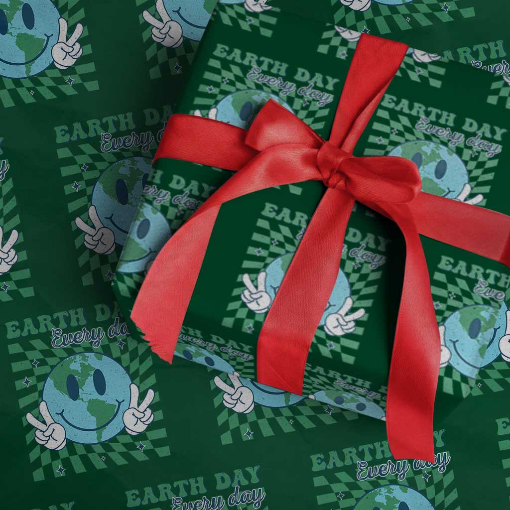 Earth Day Everyday Wrapping Paper Roll Smile Face Hippie Planet Anniversary - Wonder Print Shop