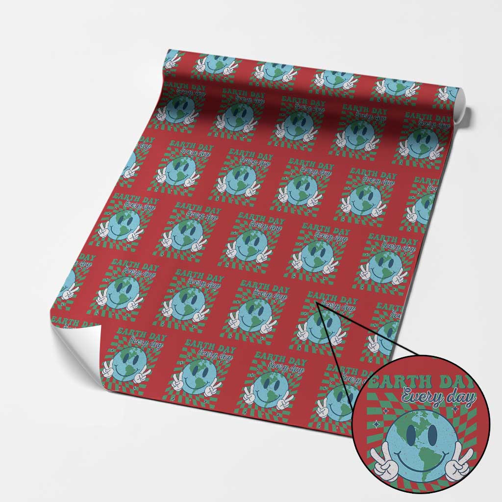 Earth Day Everyday Wrapping Paper Roll Smile Face Hippie Planet Anniversary - Wonder Print Shop
