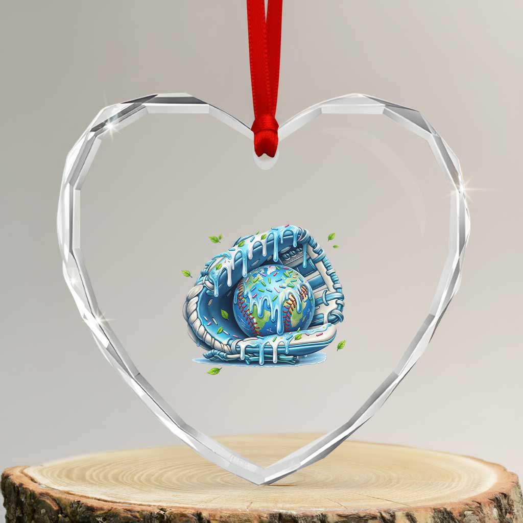 Earth Day Heart Crystal Glass Ornament Funny Baseball Ice Cream Drip Glove Eco Friendly