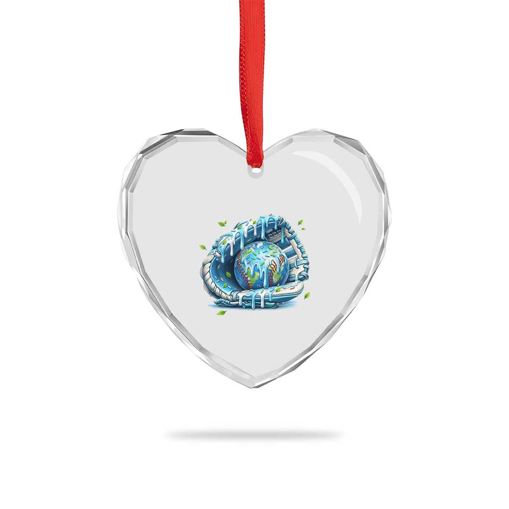 Earth Day Heart Crystal Glass Ornament Funny Baseball Ice Cream Drip Glove Eco Friendly