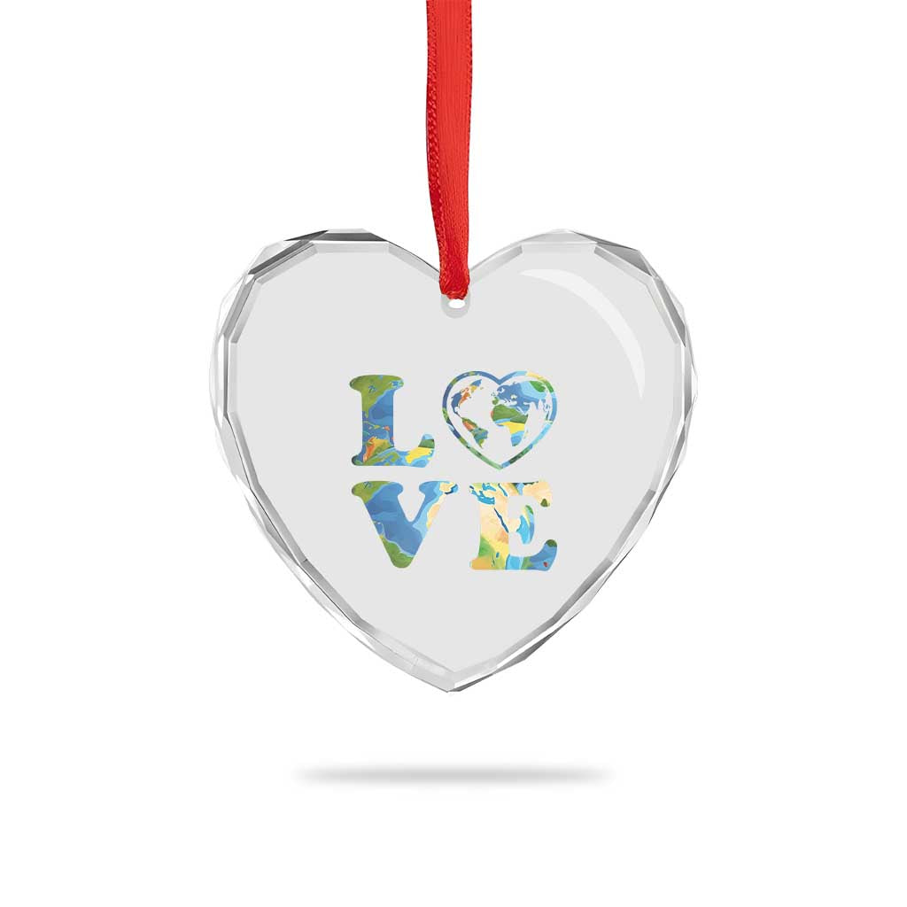 Earth Day Heart Crystal Glass Ornament Heart Environmental Nature Recycling Lovers