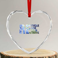 Earth Day Heart Crystal Glass Ornament Recycle Reuse Renew Rethink