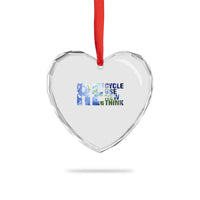 Earth Day Heart Crystal Glass Ornament Recycle Reuse Renew Rethink