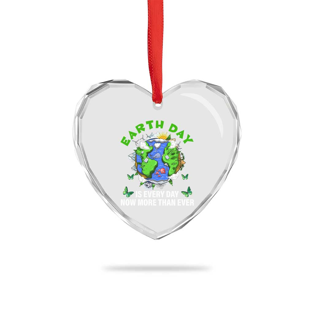Earth Day Is Every Day Heart Crystal Glass Ornament Now More Than Ever - Wonder Print Shop