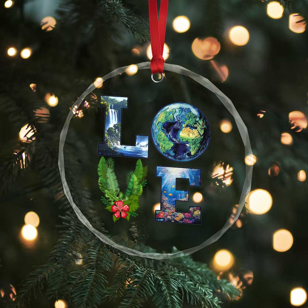 Earth Day LOVE Crystal Glass Ornament Planet Anniversary Everyday - Wonder Print Shop