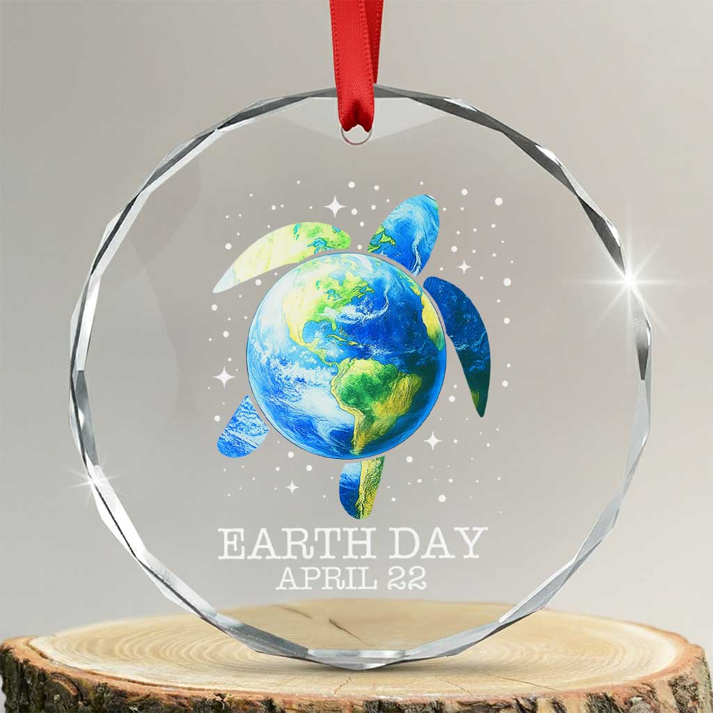 Earth Day Sea Turtle Crystal Glass Ornament Restore Earth Save The Planet - Wonder Print Shop