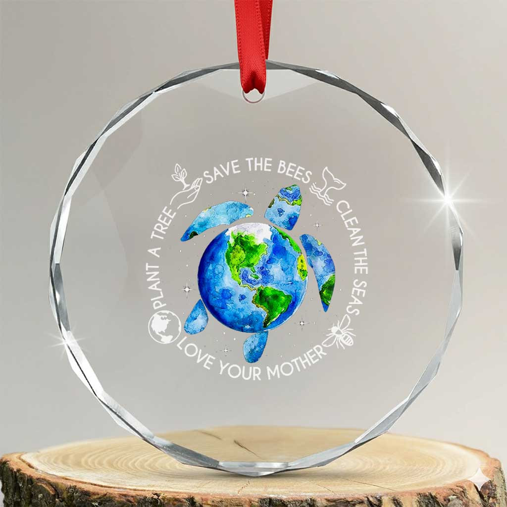 Earth Day Sea Turtle Crystal Glass Ornament Save Bees Plant Trees Clean Seas Environmentalist