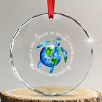 Earth Day Sea Turtle Crystal Glass Ornament Save Bees Plant Trees Clean Seas Environmentalist