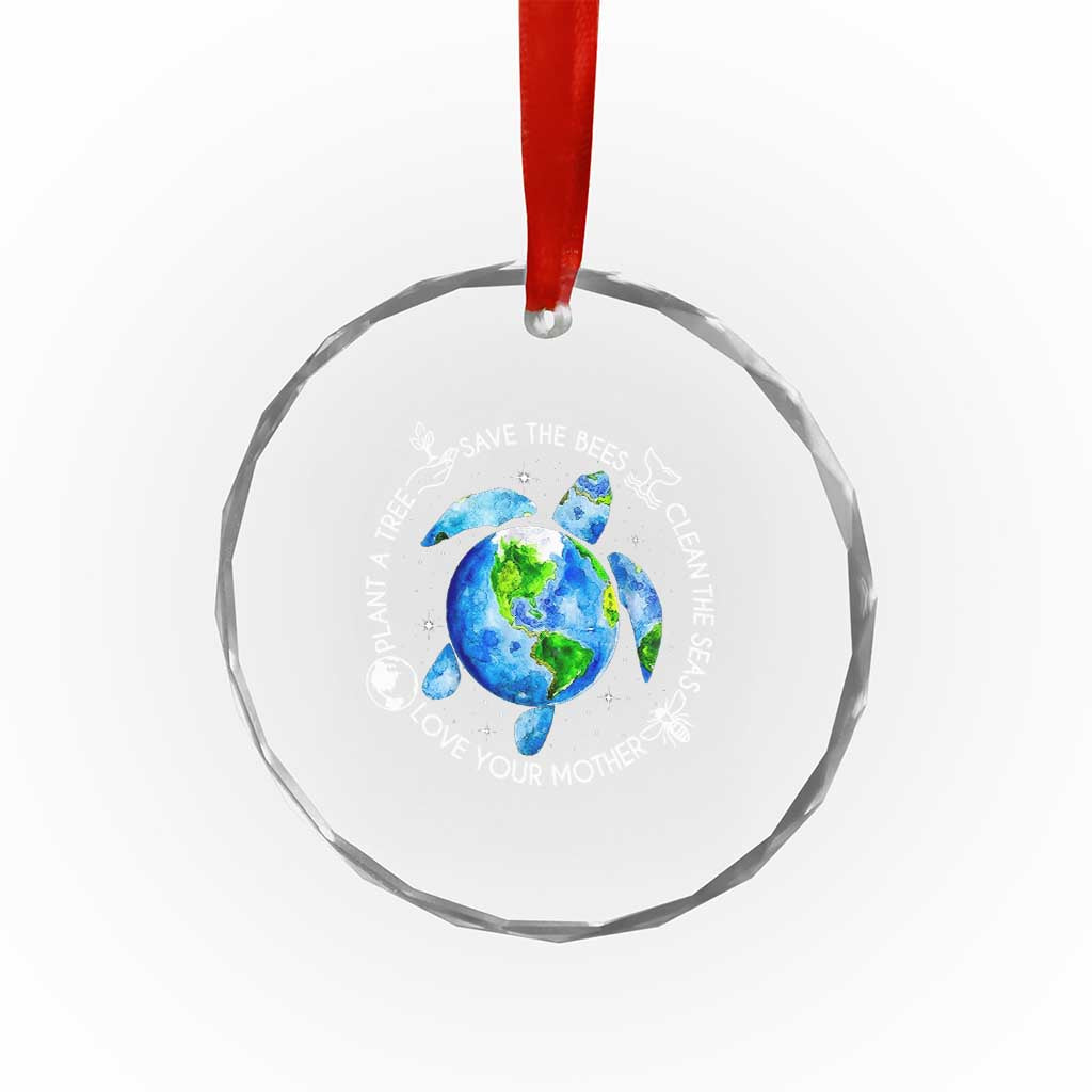 Earth Day Sea Turtle Crystal Glass Ornament Save Bees Plant Trees Clean Seas Environmentalist