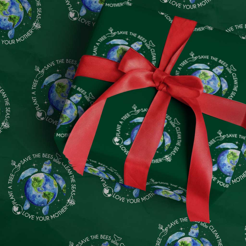 Earth Day Sea Turtle Wrapping Paper Roll Save Bees Plant Trees Clean Seas Environmentalist
