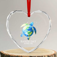 Earth Day Sea Turtle Heart Crystal Glass Ornament Restore Earth Save The Planet - Wonder Print Shop