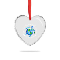 Earth Day Sea Turtle Heart Crystal Glass Ornament Save Bees Plant Trees Clean Seas Environmentalist