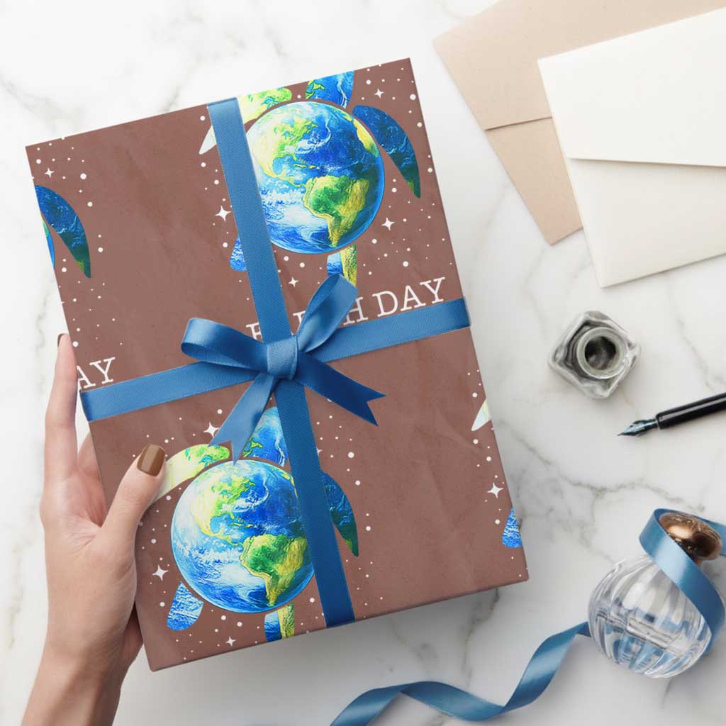 Earth Day Sea Turtle Wrapping Paper Roll Restore Earth Save The Planet - Wonder Print Shop