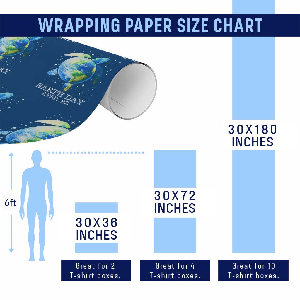 Earth Day Sea Turtle Wrapping Paper Roll Restore Earth Save The Planet - Wonder Print Shop