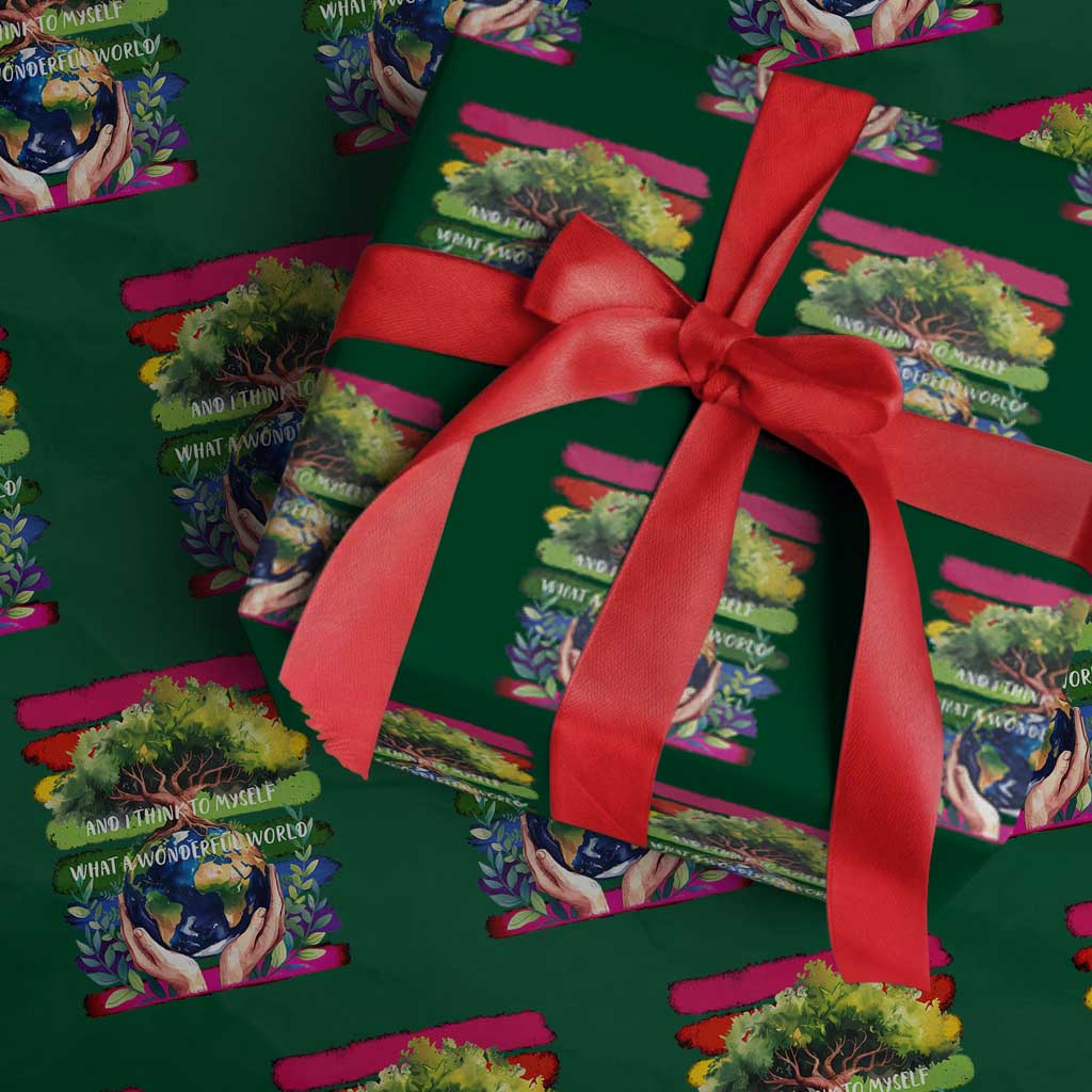 Earth Day Wrapping Paper Roll And I Think To Myself What A Wonderful World Rainbow - Wonder Print Shop