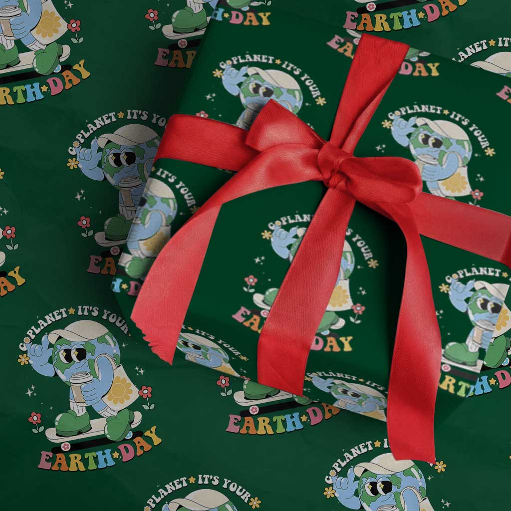 Earth Day Wrapping Paper Roll Cute Go Planet Its Your Earthday Groovy