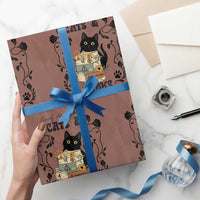 Easily Distracted By Cats And Books Wrapping Paper Roll Funny Book Kitty Lover - Wonder Print Shop