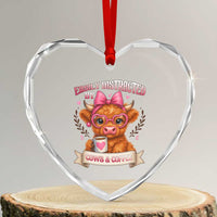 Easily Distracted By Cow And Coffee Heart Crystal Glass Ornament Funny Highland Cow - Wonder Print Shop