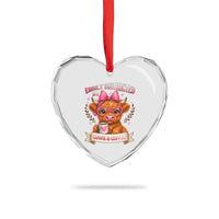 Easily Distracted By Cow And Coffee Heart Crystal Glass Ornament Funny Highland Cow - Wonder Print Shop