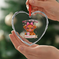 Easily Distracted By Cow And Coffee Heart Crystal Glass Ornament Funny Highland Cow - Wonder Print Shop