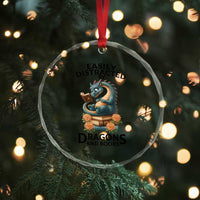 Easily Distracted By Dragon And Books Crystal Glass Ornament Cute Book Lover Gift TS12