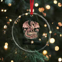 Easily Distracted By Dragon And Books Crystal Glass Ornament Funny Book Lover TS12