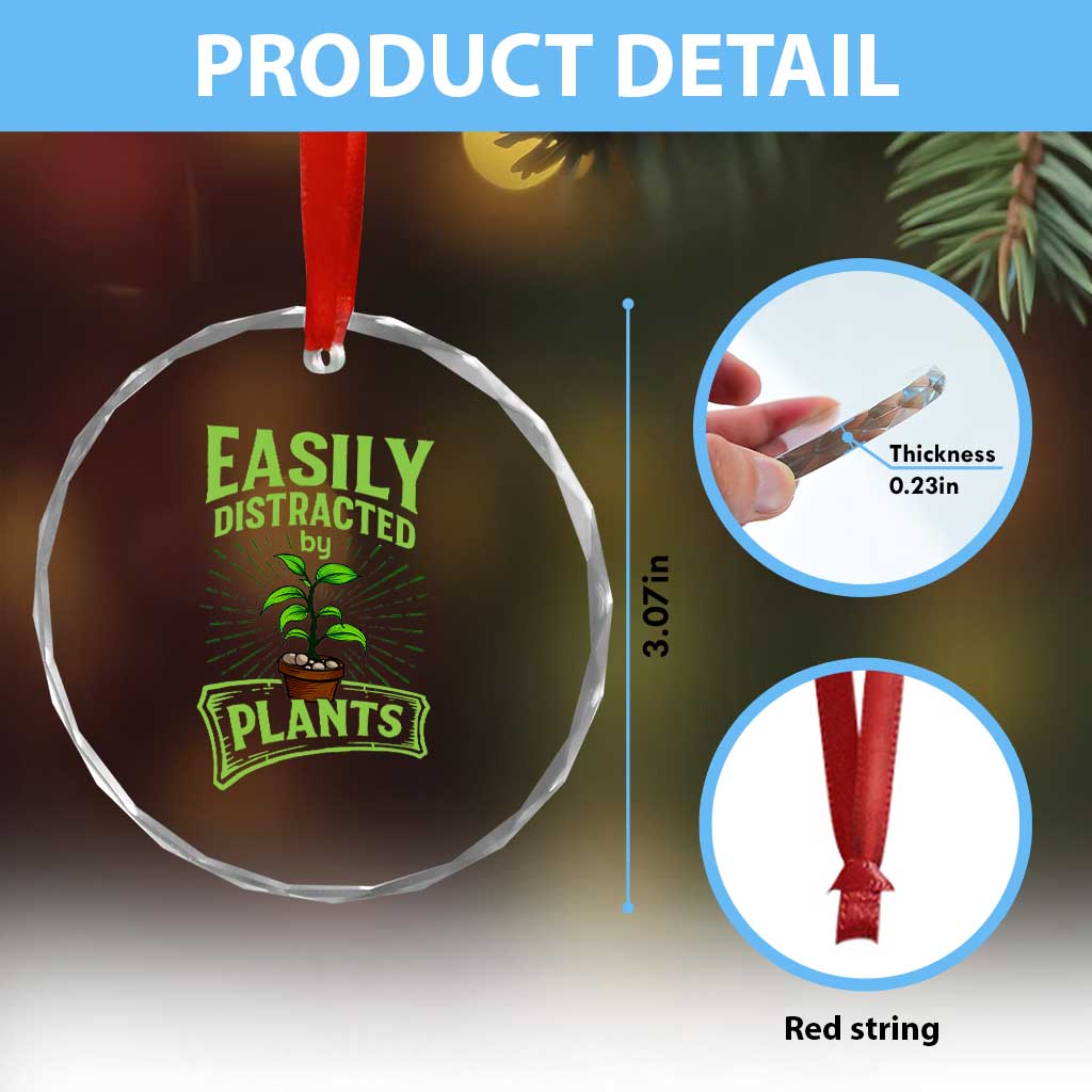 Easily Distracted By Plants Crystal Glass Ornament Funny Gardening Lover Gift TS12