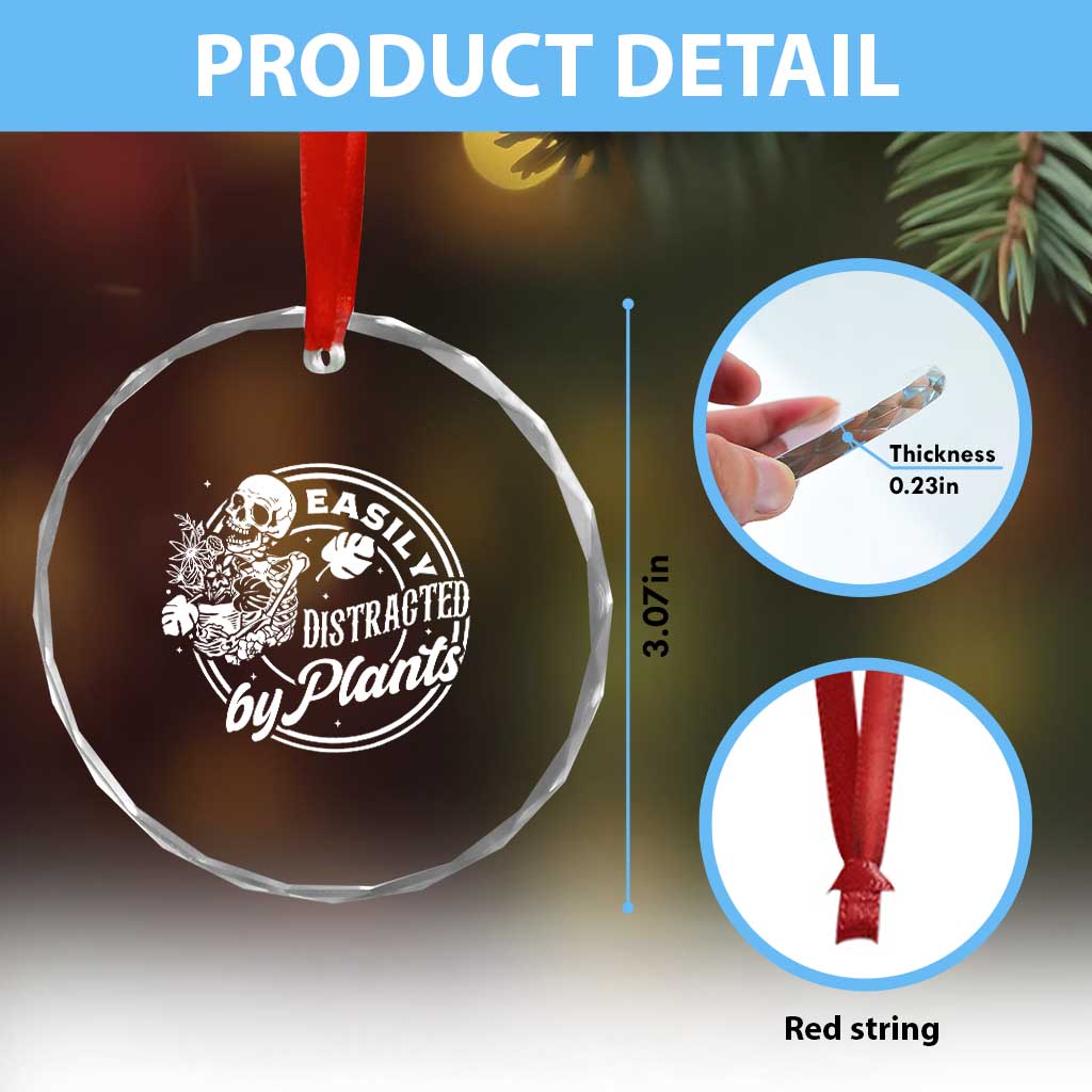 Easily Distracted By Plants Skeleton Crystal Glass Ornament Funny Gardener Plant Lover TS12