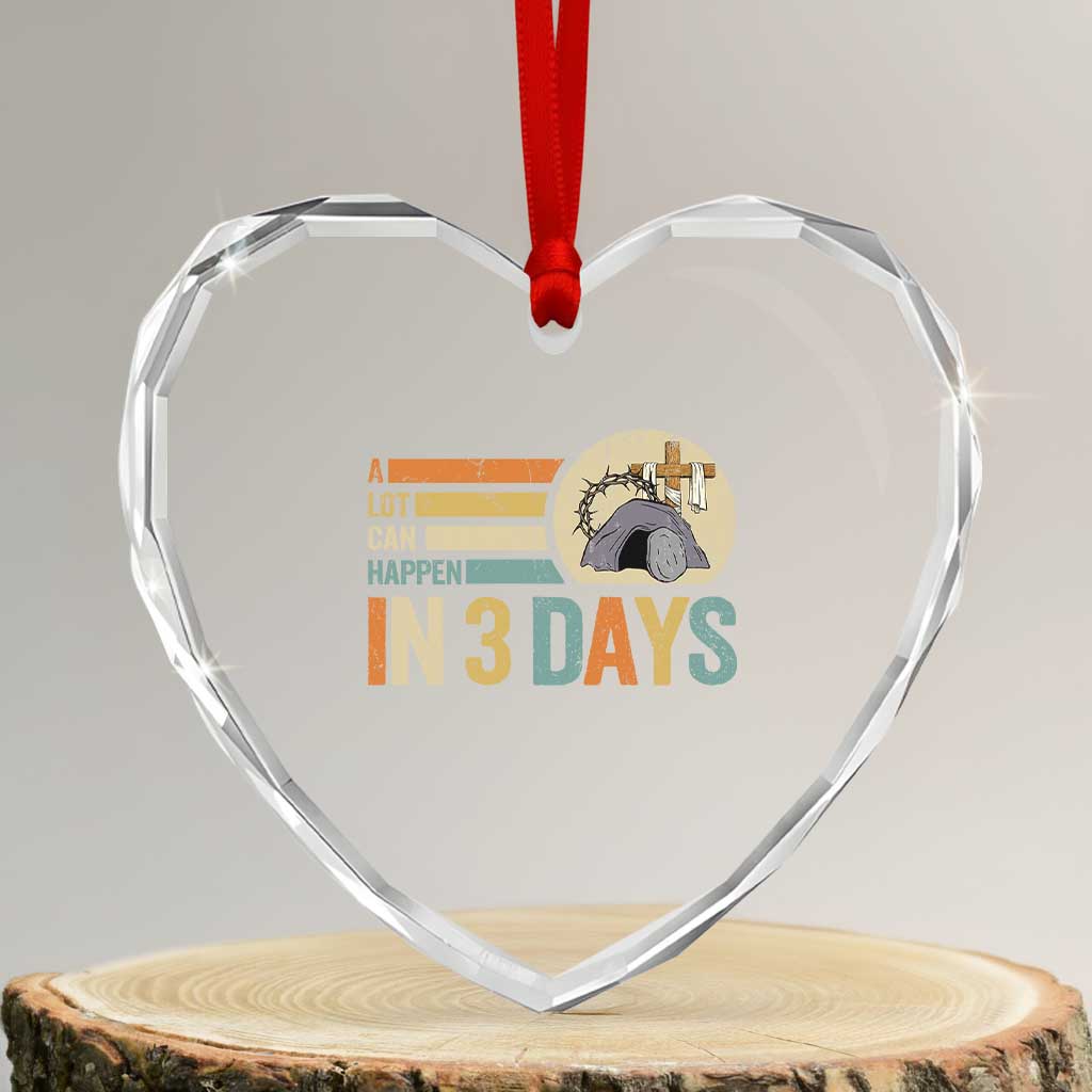 Easter A Lot Can Happen In 3 Days Religious Heart Crystal Glass Ornament