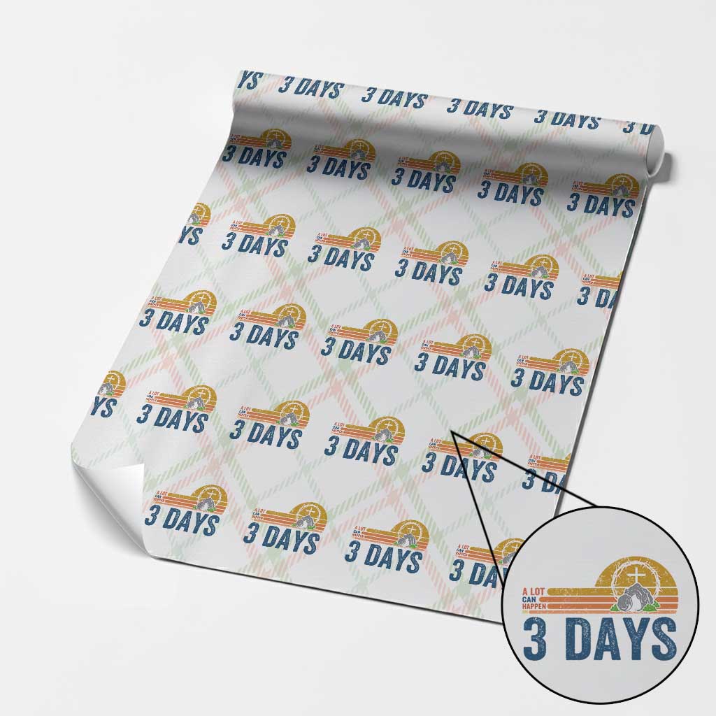 Easter A Lot Can Happen in 3 Days Wrapping Paper Roll Retro Religious Easter Christian - Wonder Print Shop
