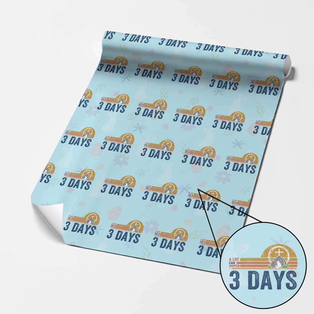 Easter A Lot Can Happen in 3 Days Wrapping Paper Roll Retro Religious Easter Christian