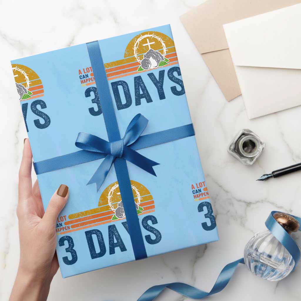 Easter A Lot Can Happen in 3 Days Wrapping Paper Roll Retro Religious Easter Christian - Wonder Print Shop
