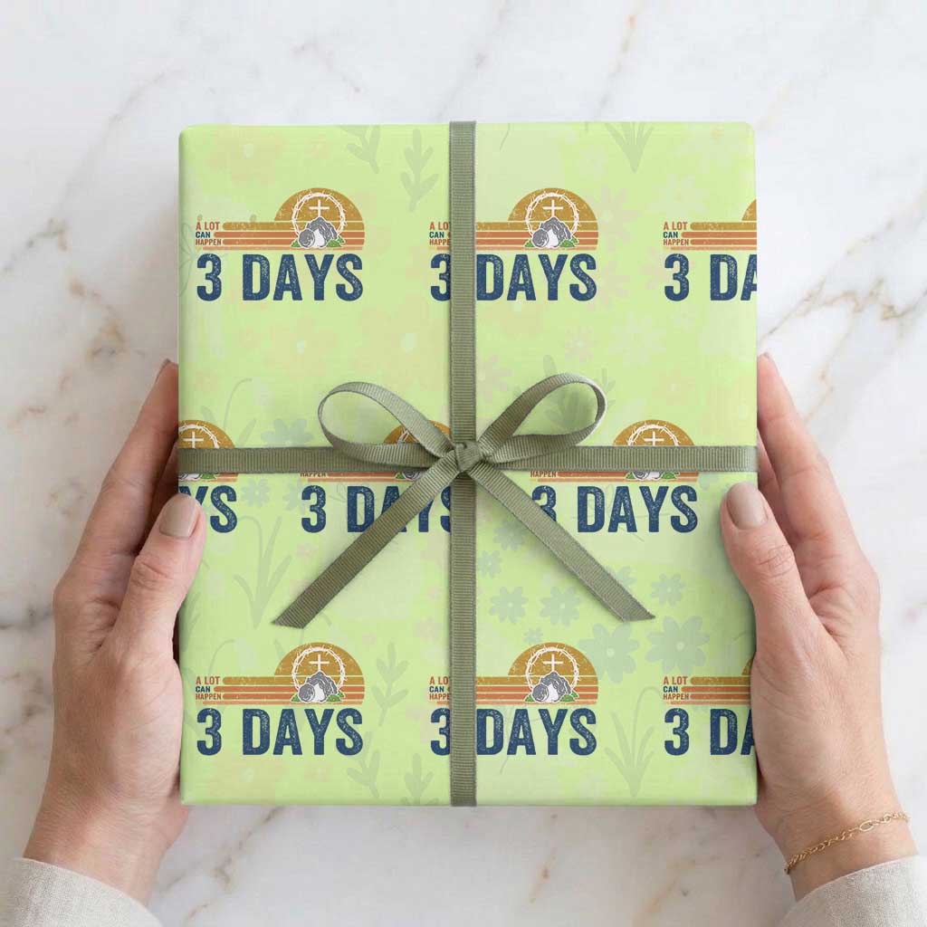 Easter A Lot Can Happen in 3 Days Wrapping Paper Roll Retro Religious Easter Christian
