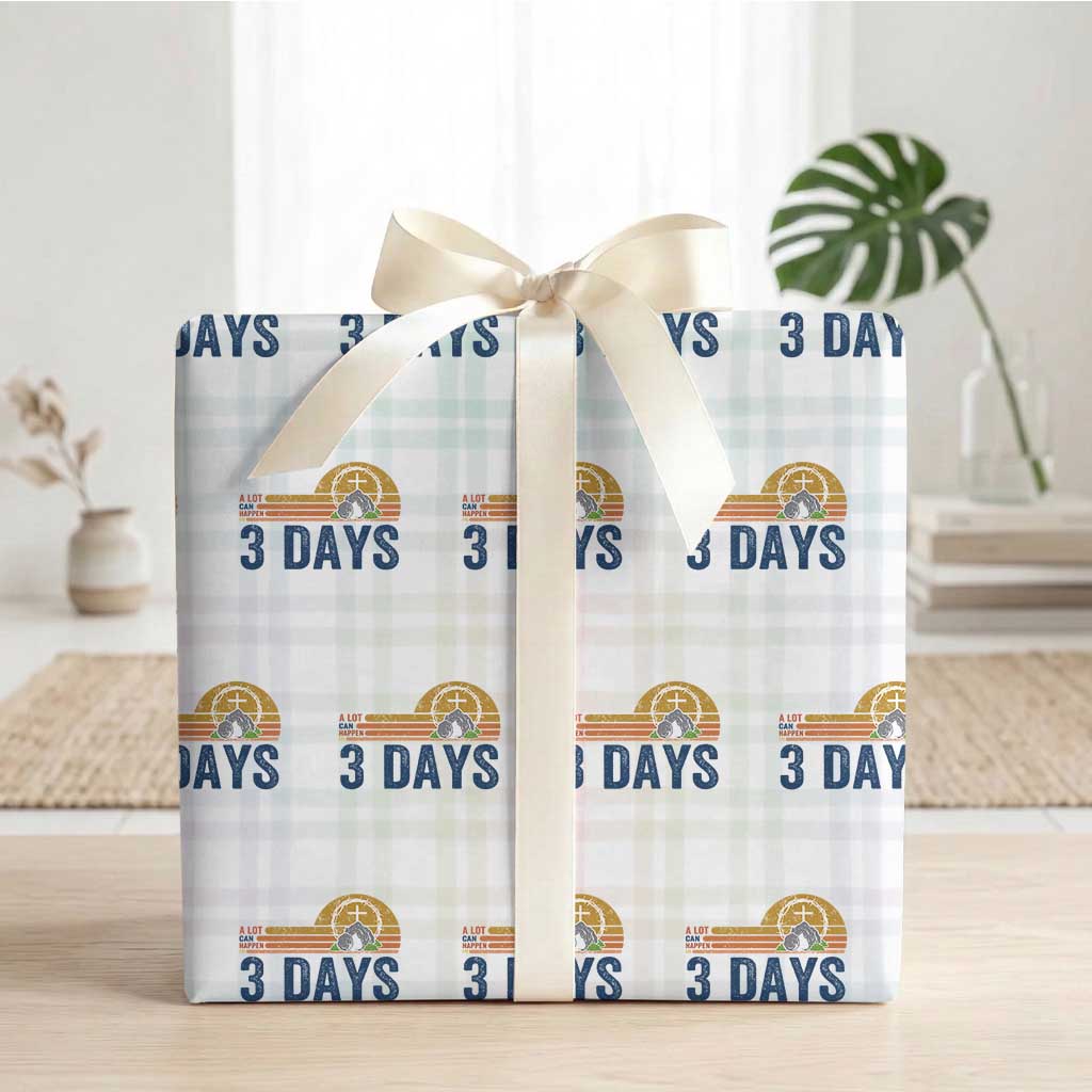 Easter A Lot Can Happen in 3 Days Wrapping Paper Roll Retro Religious Easter Christian