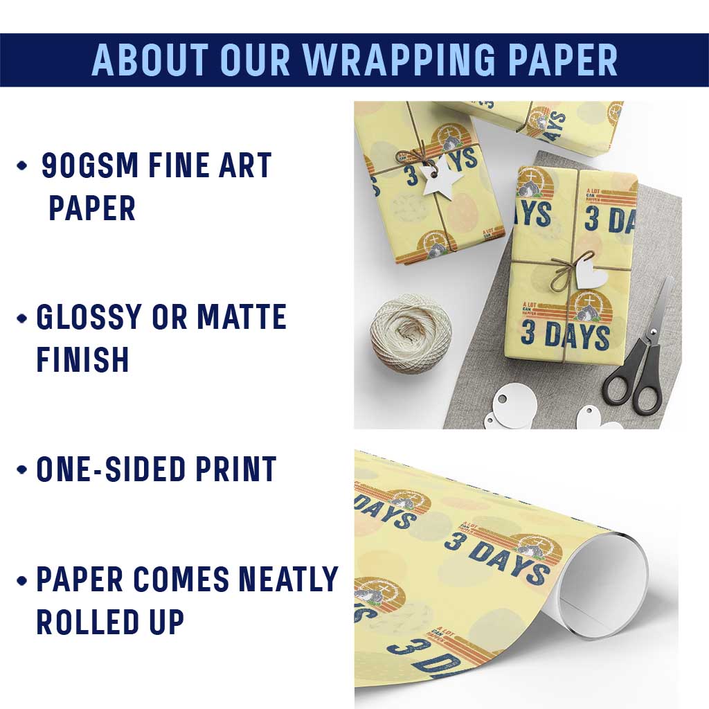 Easter A Lot Can Happen in 3 Days Wrapping Paper Roll Retro Religious Easter Christian