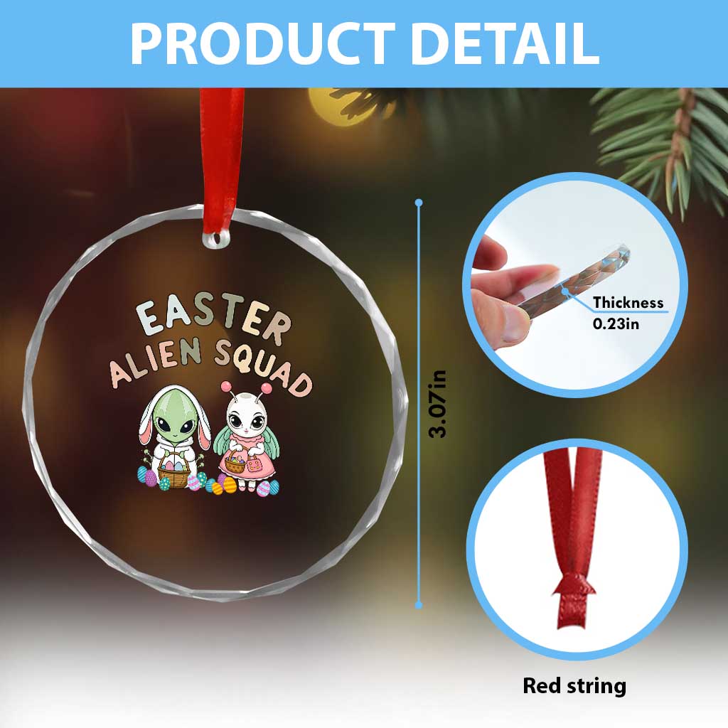Easter Alien Squad Crystal Glass Ornament Funny UFO Lover Gift