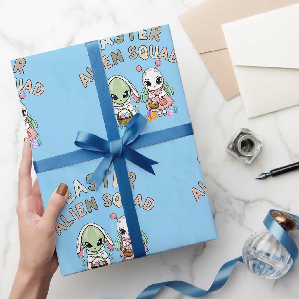 Easter Alien Squad Wrapping Paper Roll Funny UFO Lover Gift