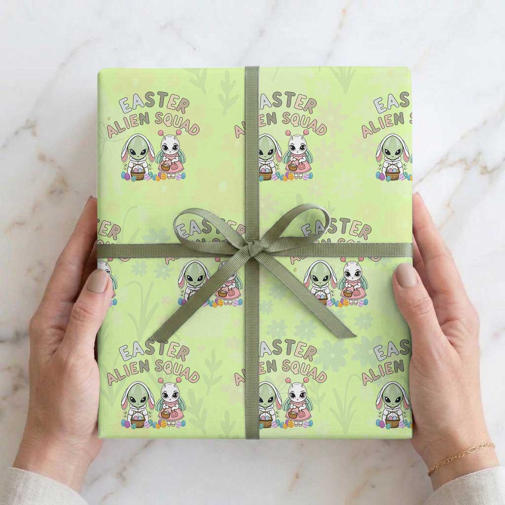 Easter Alien Squad Wrapping Paper Roll Funny UFO Lover Gift